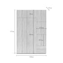 Armadio 3 ante 2 cassetti Seba 3 colore rovere sonoma