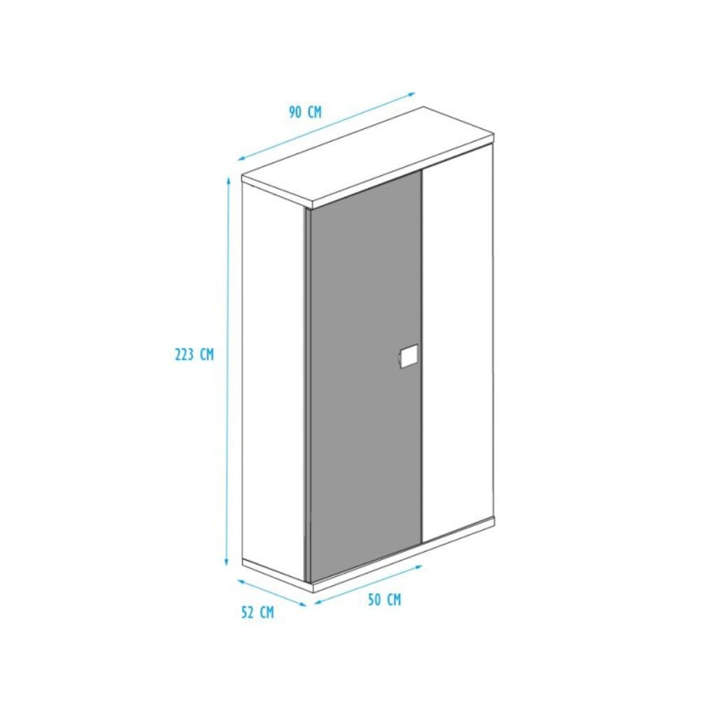 Armadio 90x52x223h 2 ante bianco consumato celeste