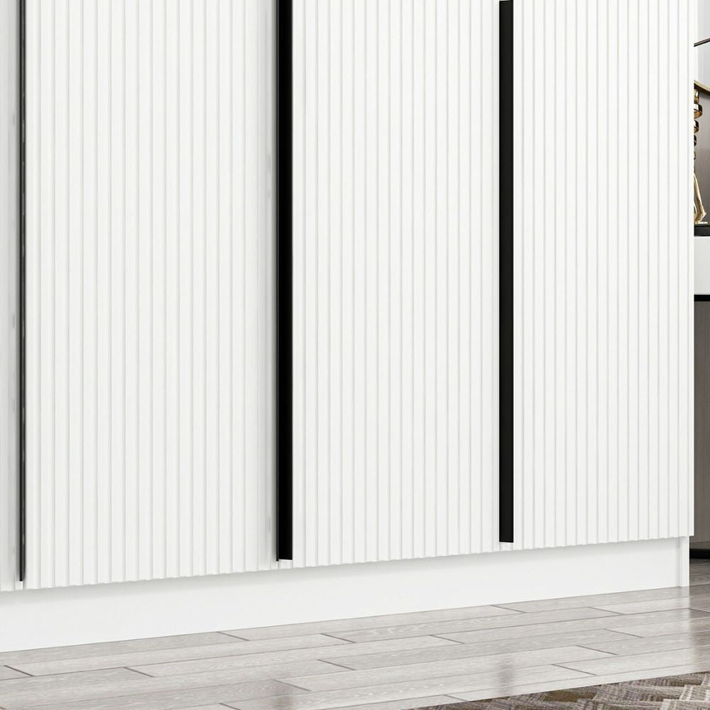 Armadio Kale 6 ante battenti colore bianco effetto cannettato