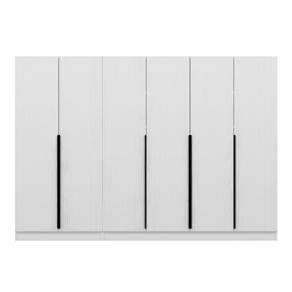 Armadio Kale 6 ante battenti colore bianco effetto cannettato