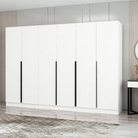 Armadio Kale 6 ante battenti colore bianco effetto cannettato