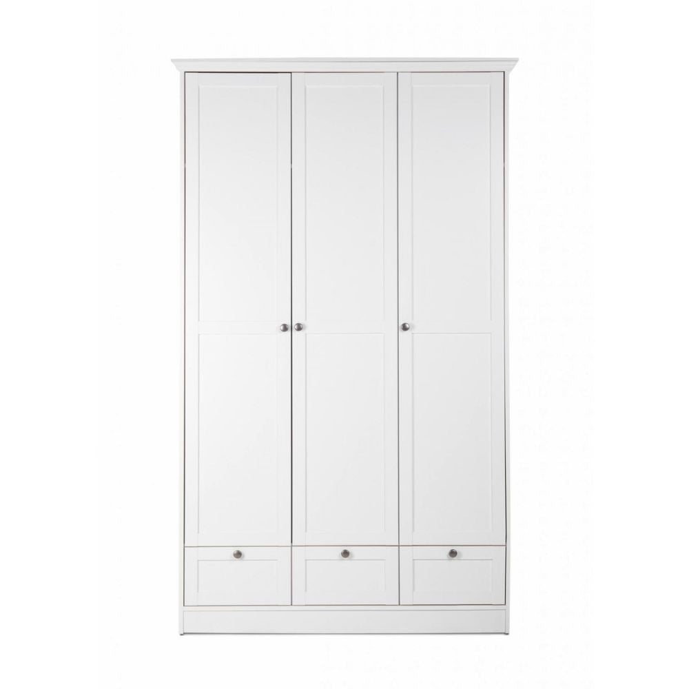 Armadio Landwood18 bianco tre ante e tre cassetti