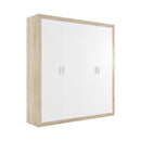 Armadio Sara 4 ante con struttura rovere e frontali bianco