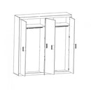 Armadio Sara 4 ante con struttura rovere e frontali bianco