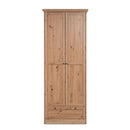 Armadio Timber 40A con 2 ante e 1 cassetto in rovere anticato con pomelli in metallo