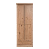 Armadio Timber 40A con 2 ante e 1 cassetto in rovere anticato con pomelli in metallo