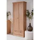 Armadio Timber 40A con 2 ante e 1 cassetto in rovere anticato con pomelli in metallo