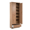 Armadio Timber 40A con 2 ante e 1 cassetto in rovere anticato con pomelli in metallo