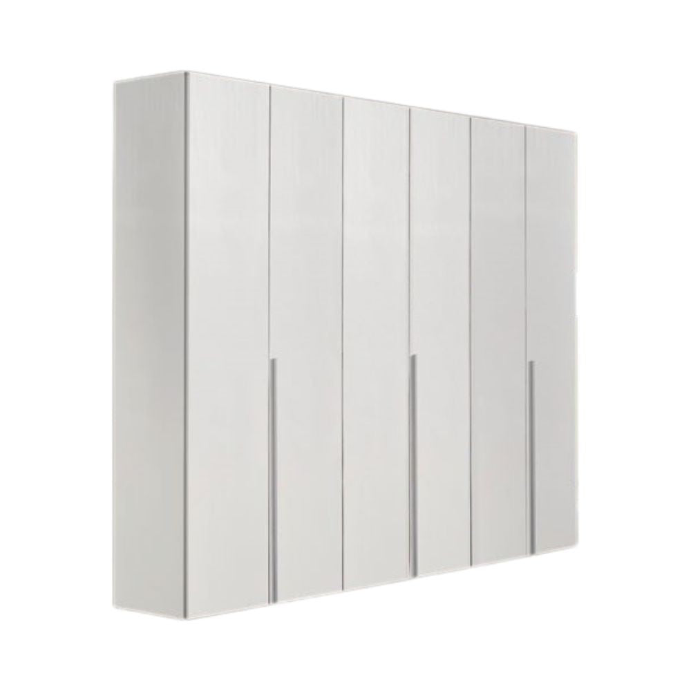 Armadio Urano 6 ante battenti bianco larice con maniglia alluminio