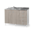 Base lavello 120 con cassettiera a destra colore olmo SENZA LAVELLO