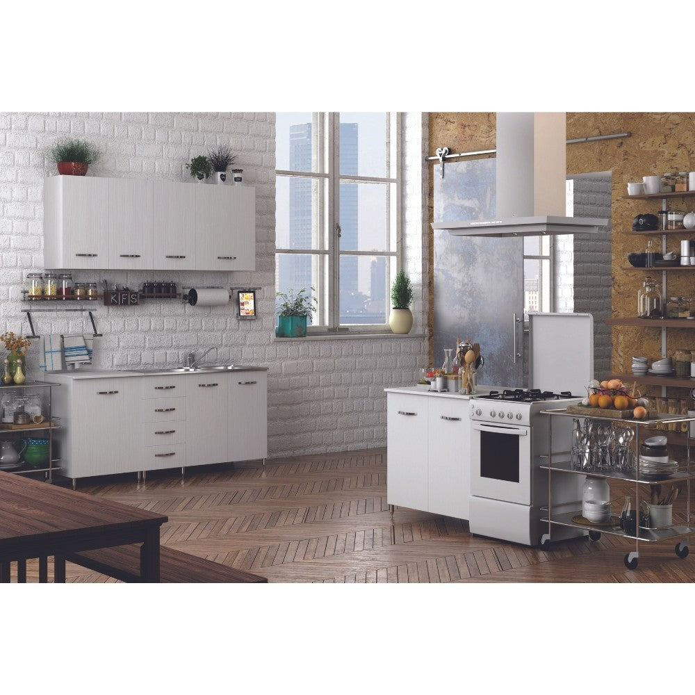 Cassettiera 4 cassetti 40x50x85H bianco frassinato