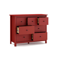 Cassettiera Misti con 4 cassettoni e 3 cassettini in legno massiccio bordeaux