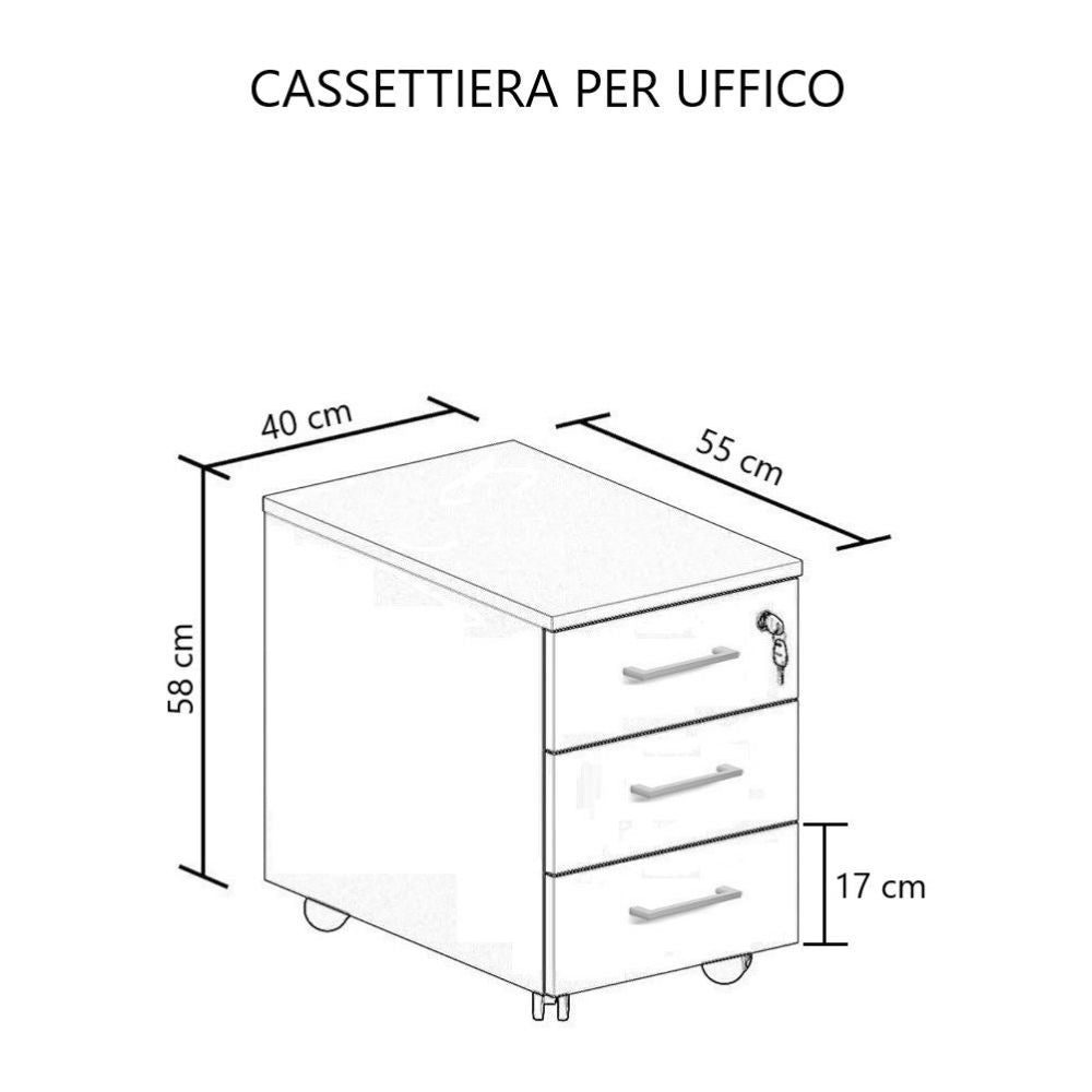 Cassettiera per ufficio Ibisco bianco frassinato