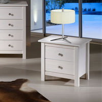 Comodino Berna 2 cassetti in legno massiccio colore bianco