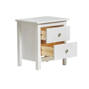 Comodino Berna 2 cassetti in legno massiccio colore bianco
