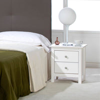 Comodino Berna 2 cassetti in legno massiccio colore bianco