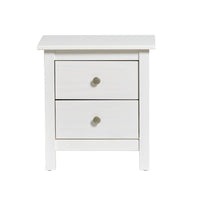 Comodino Berna 2 cassetti in legno massiccio colore bianco