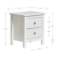 Comodino Berna 2 cassetti in legno massiccio colore bianco