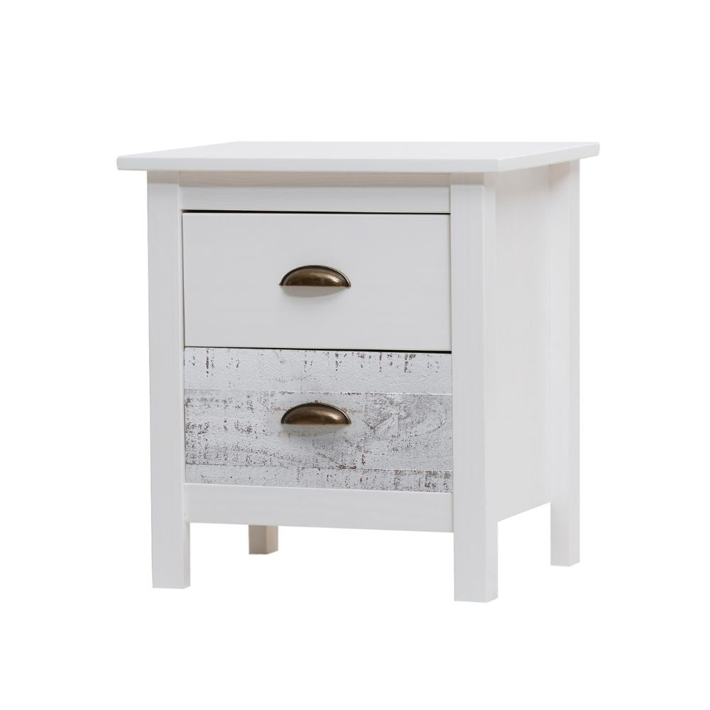Comodino Romantica 2 cassetti in legno massiccio multicolor