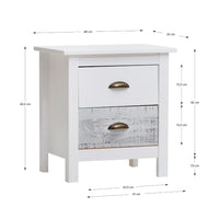 Comodino Romantica 2 cassetti in legno massiccio multicolor