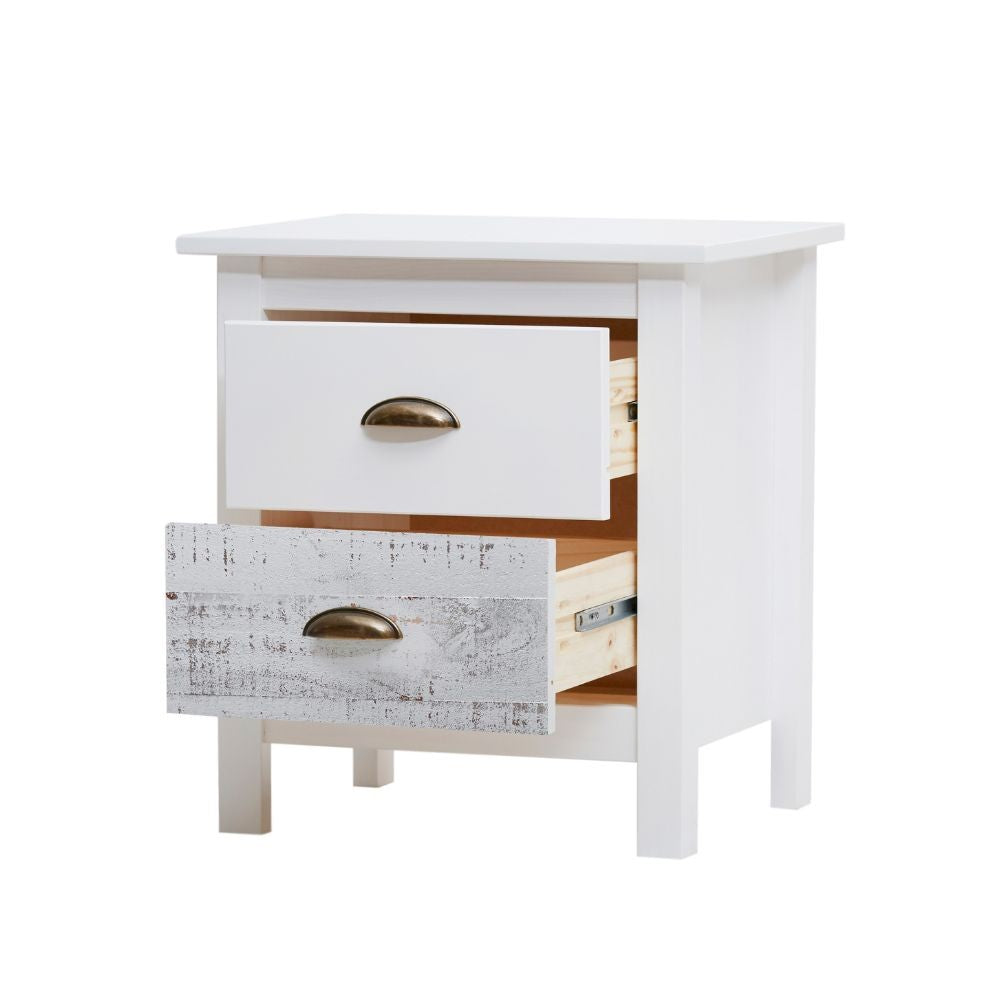 Comodino Romantica 2 cassetti in legno massiccio multicolor