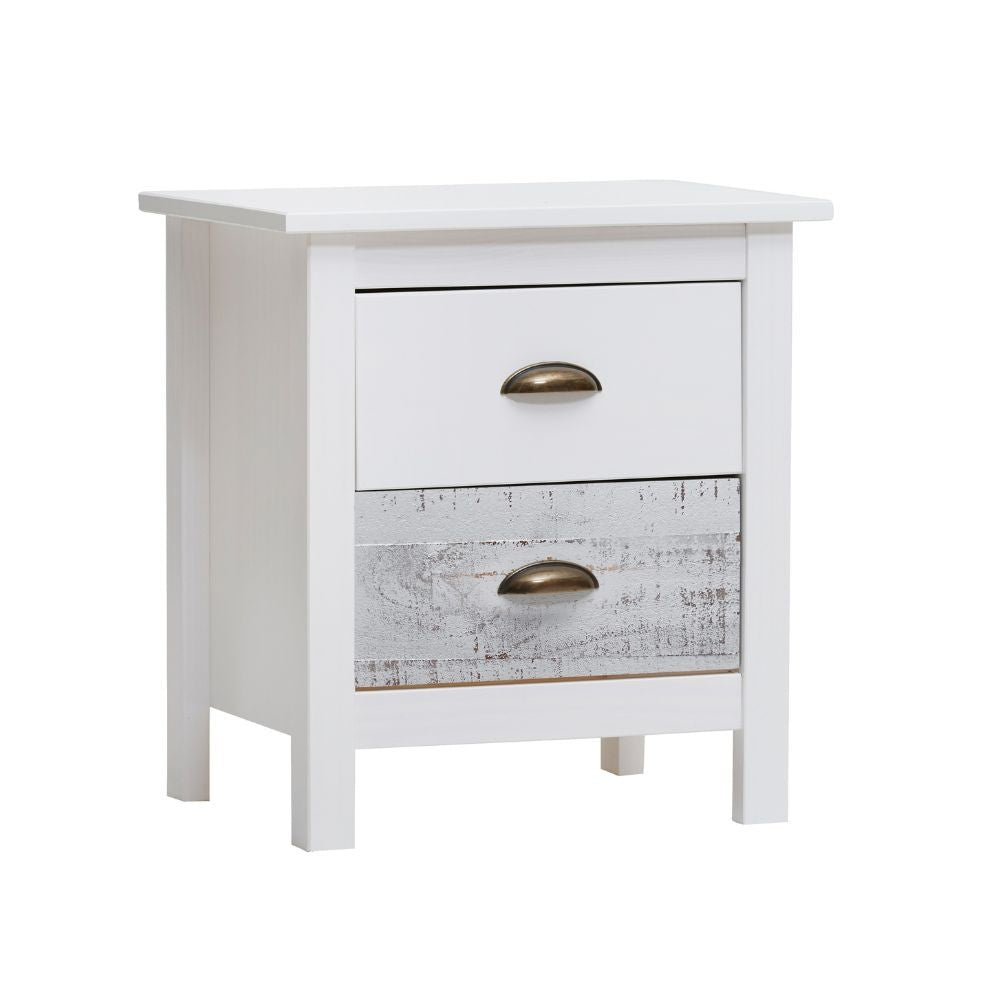 Comodino Romantica 2 cassetti in legno massiccio multicolor
