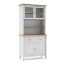 Credenza Misti con vetrina 4 ante e 2 cassetti in legno massiccio colore bianco e rovere