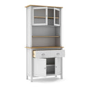 Credenza Misti con vetrina 4 ante e 2 cassetti in legno massiccio colore bianco e rovere