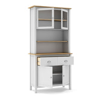Credenza Misti con vetrina 4 ante e 2 cassetti in legno massiccio colore bianco e rovere