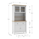 Credenza Misti con vetrina 4 ante e 2 cassetti in legno massiccio colore bianco e rovere