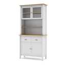 Credenza Misti con vetrina 4 ante e 2 cassetti in legno massiccio colore bianco e rovere