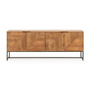 Credenza Nereida 210 cm. in legno massiccio 4 ante e gambe in metallo nero