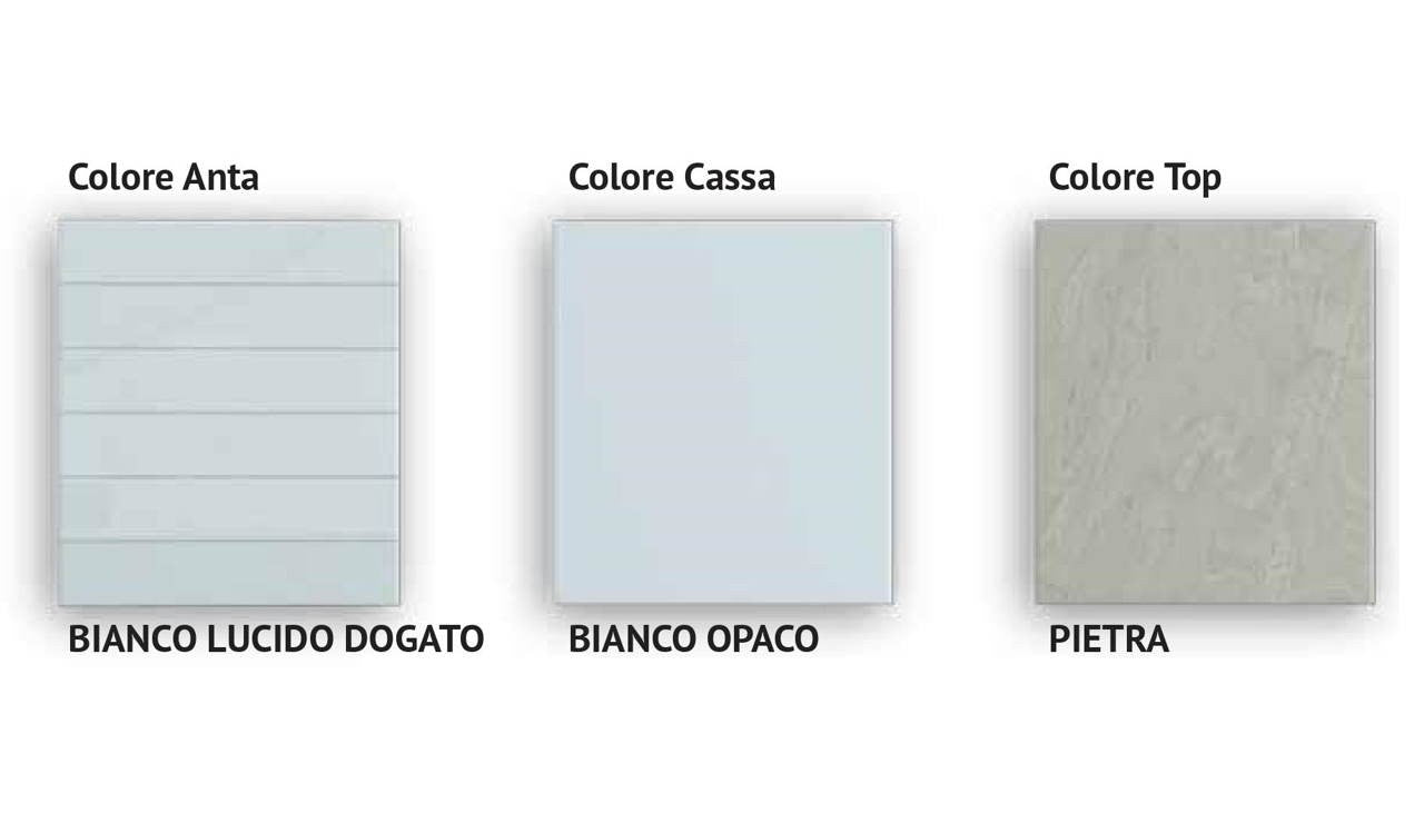 Cucina Ade lusso 330 cm bianco lucido con elettrodomestici
