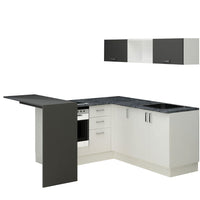 Cucina angolare Matera 180x160 con penisola reversibile bianca e nera