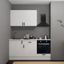 Cucina Asti 180 cm. reversibile elettrodomestici inclusi colore bianco e maniglie in metallo nero