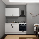 Cucina Asti 180 cm. reversibile elettrodomestici inclusi colore bianco e maniglie in metallo nero