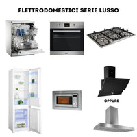 Cucina Iris Lusso 360 cm bianco opaco grigio antracite con elettrodomestici reversibile