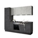 Cucina Licola 255x216 H reversibile colore iron e pensili spatolato con lavastoviglie