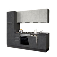 Cucina Licola 255x216 H reversibile colore iron e pensili spatolato con lavastoviglie
