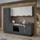 Cucina Licola 255x216 H reversibile colore iron e pensili spatolato con lavastoviglie