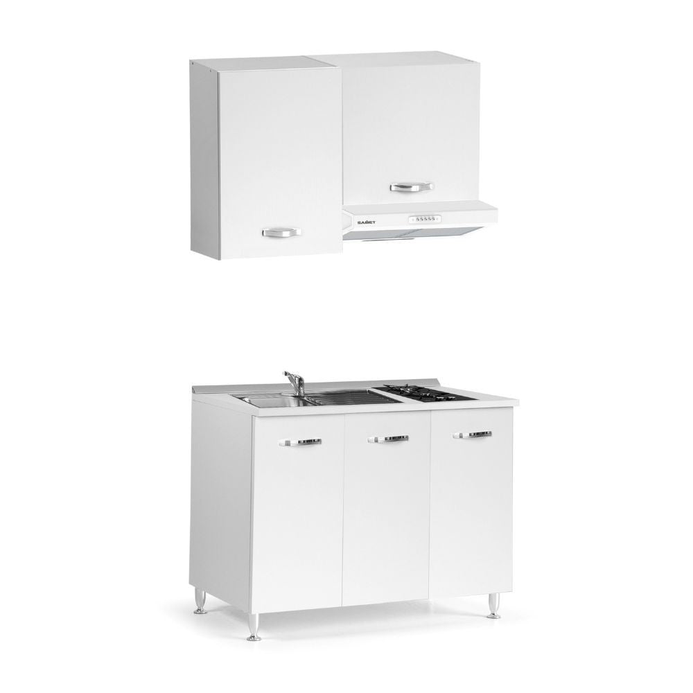 Cucina monoblocco Zagabria da 120 cm. colore bianco frassinato
