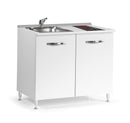 Cucinino 120 cm 2 ante bianco larice lavello e piano cottura in vetroceramica 120x60x85H