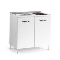 Cucinino 80 cm 2 ante bianco larice lavello e piano cottura in vetroceramica 80x60x85H