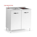 Cucinino 80 cm 2 ante bianco larice lavello e piano cottura in vetroceramica 80x60x85H