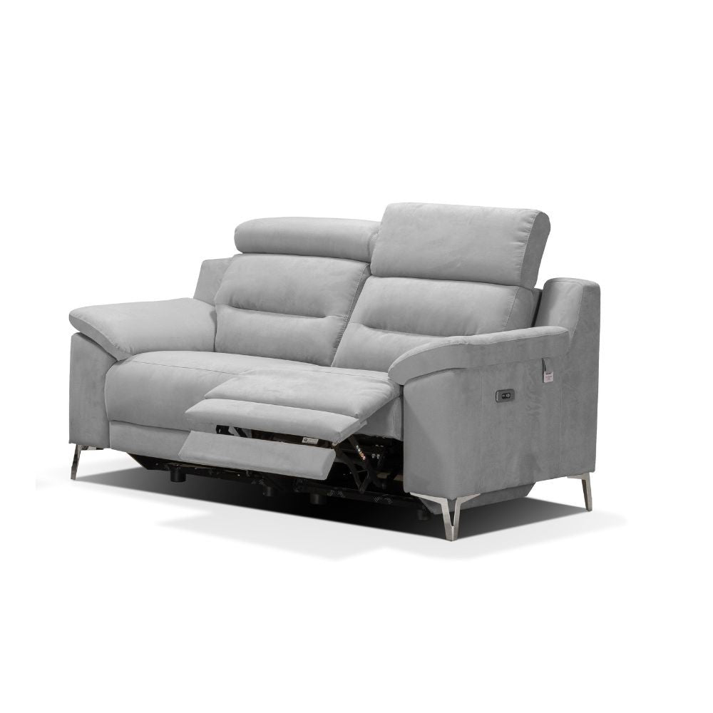 Divani Egeo 2 posti con 2 recliner elettrici in tessuto Munich 38 grigio