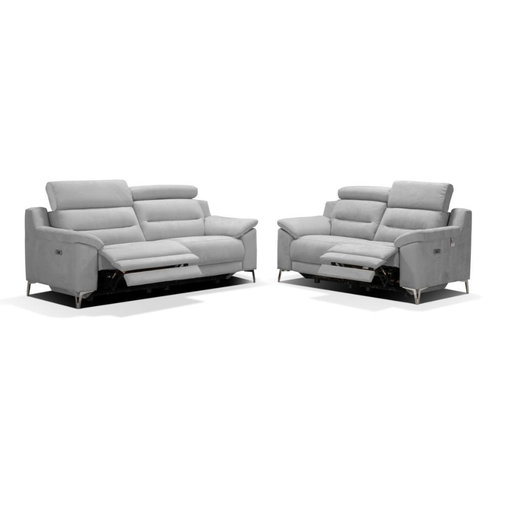 Divani Egeo 2 posti con 2 recliner elettrici in tessuto Munich 38 grigio