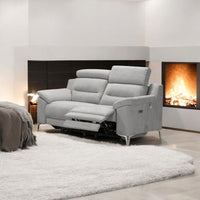 Divani Egeo 2 posti con 2 recliner elettrici in tessuto Munich 38 grigio