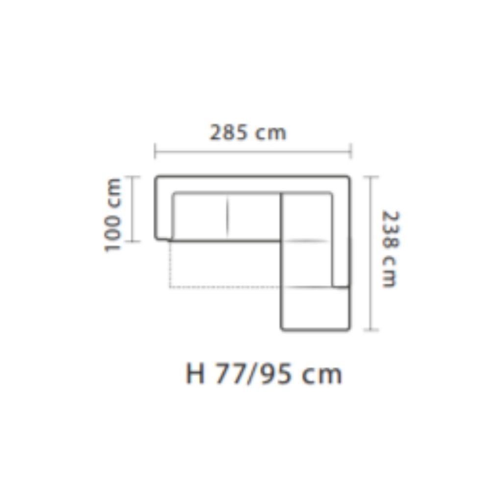 Divano angolare Gisella Mozart con pouff contenitore destro 285x238 mozart 7 beige e mozart 5 brown