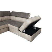 Divano angolare Gisella Mozart con pouff contenitore destro 285x238 mozart 7 beige e mozart 5 brown