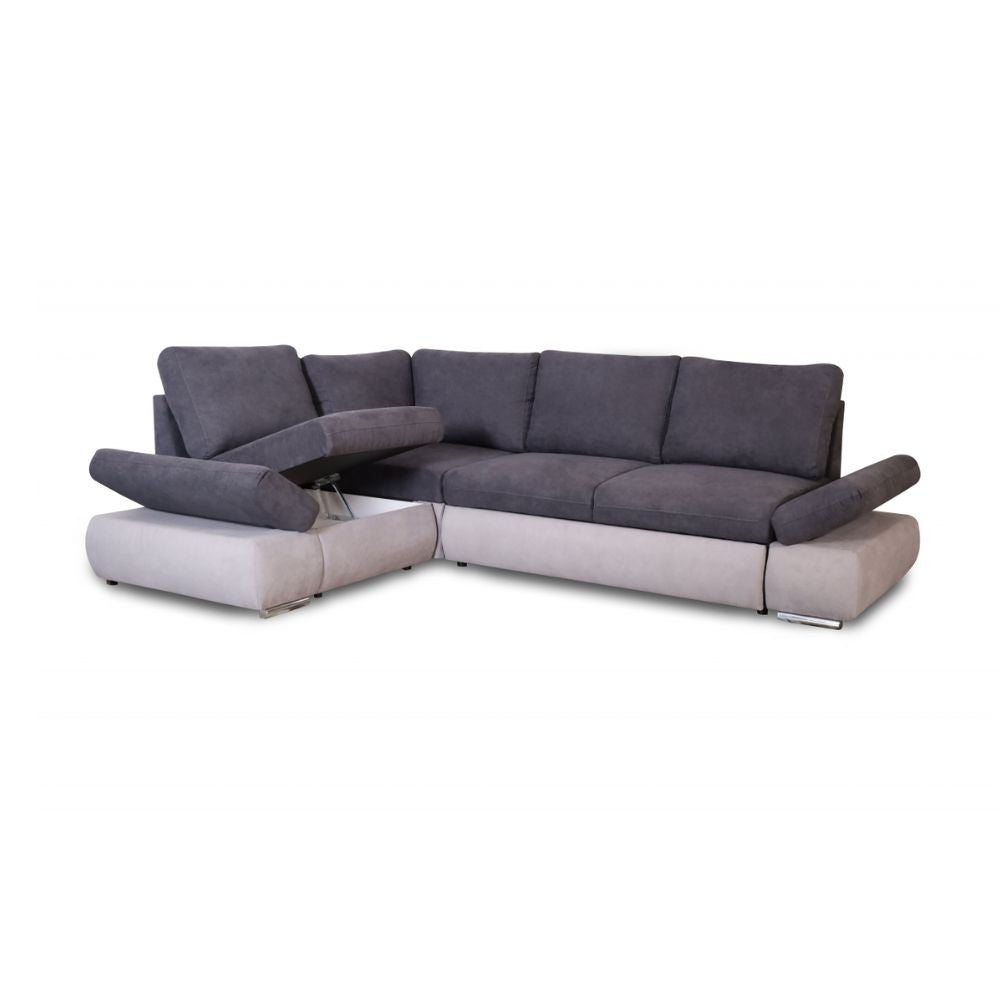Divano angolare Siena con letto estraibile taupe 267x200x90